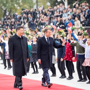 Chinese President Xi Jinping holds talks with French President Macron